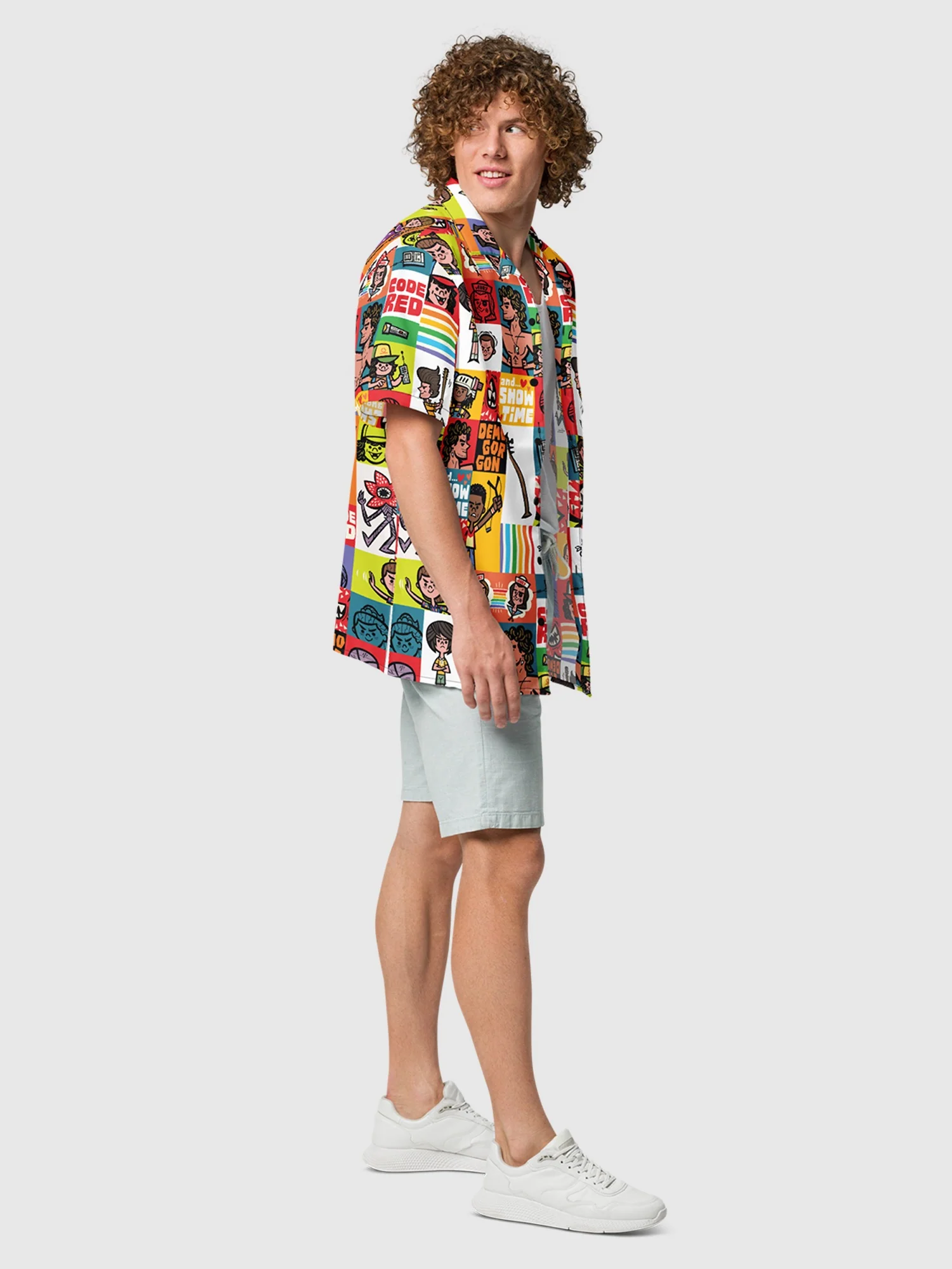 Stranger Things Cartoon Pattern Button Up Shirt - Image 5