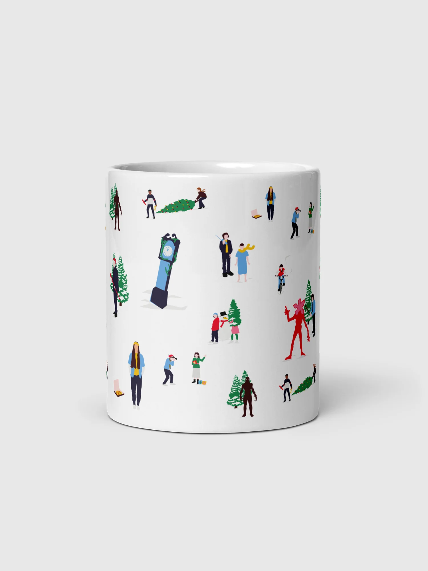 Stranger Things "Happy Holidays"  White Glossy Mug - Image 3