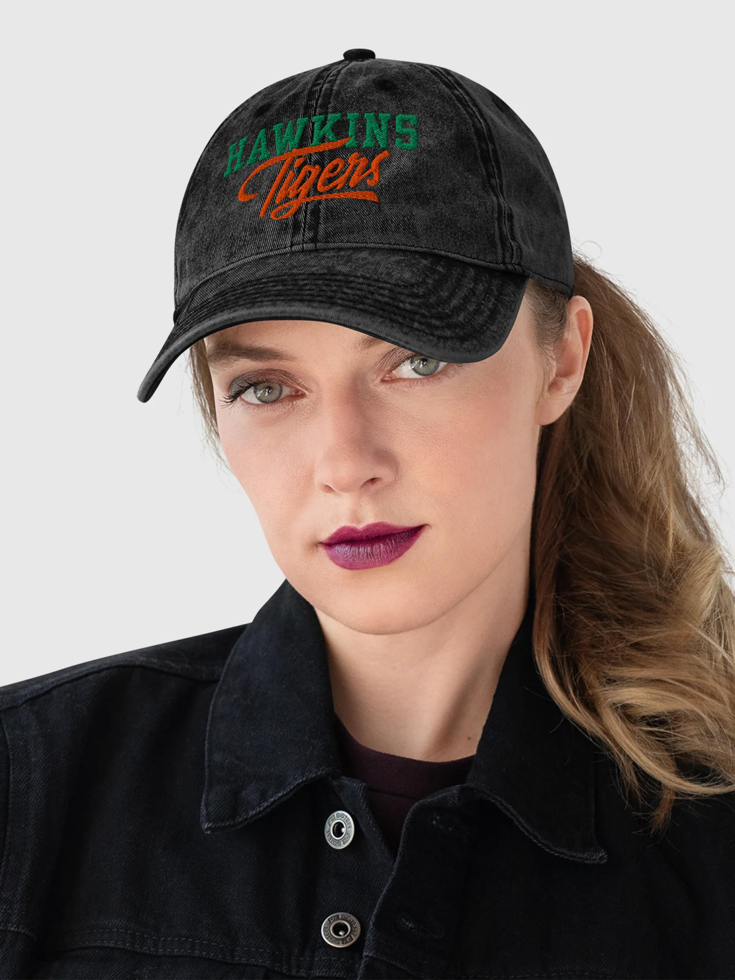 Stranger Things Hawkins High Tigers Denim Embroidered Hat - Image 2