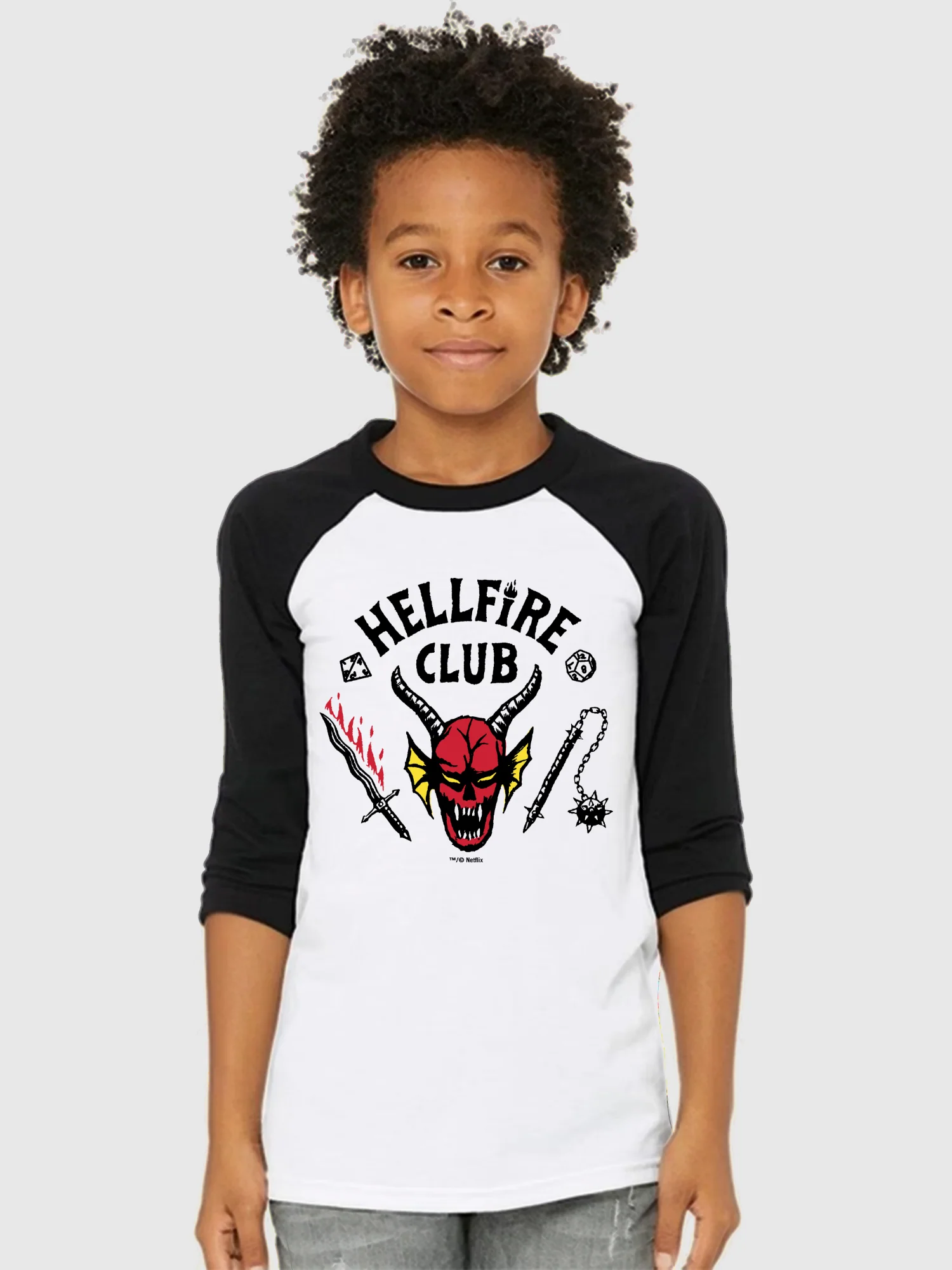 Stranger Things Hellfire Club Kids Raglan - Image 2