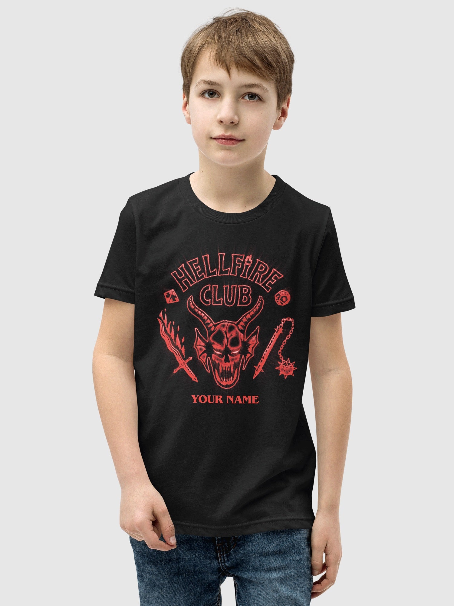 Stranger Things Hellfire Club Personalized Kids T-Shirt - Image 3
