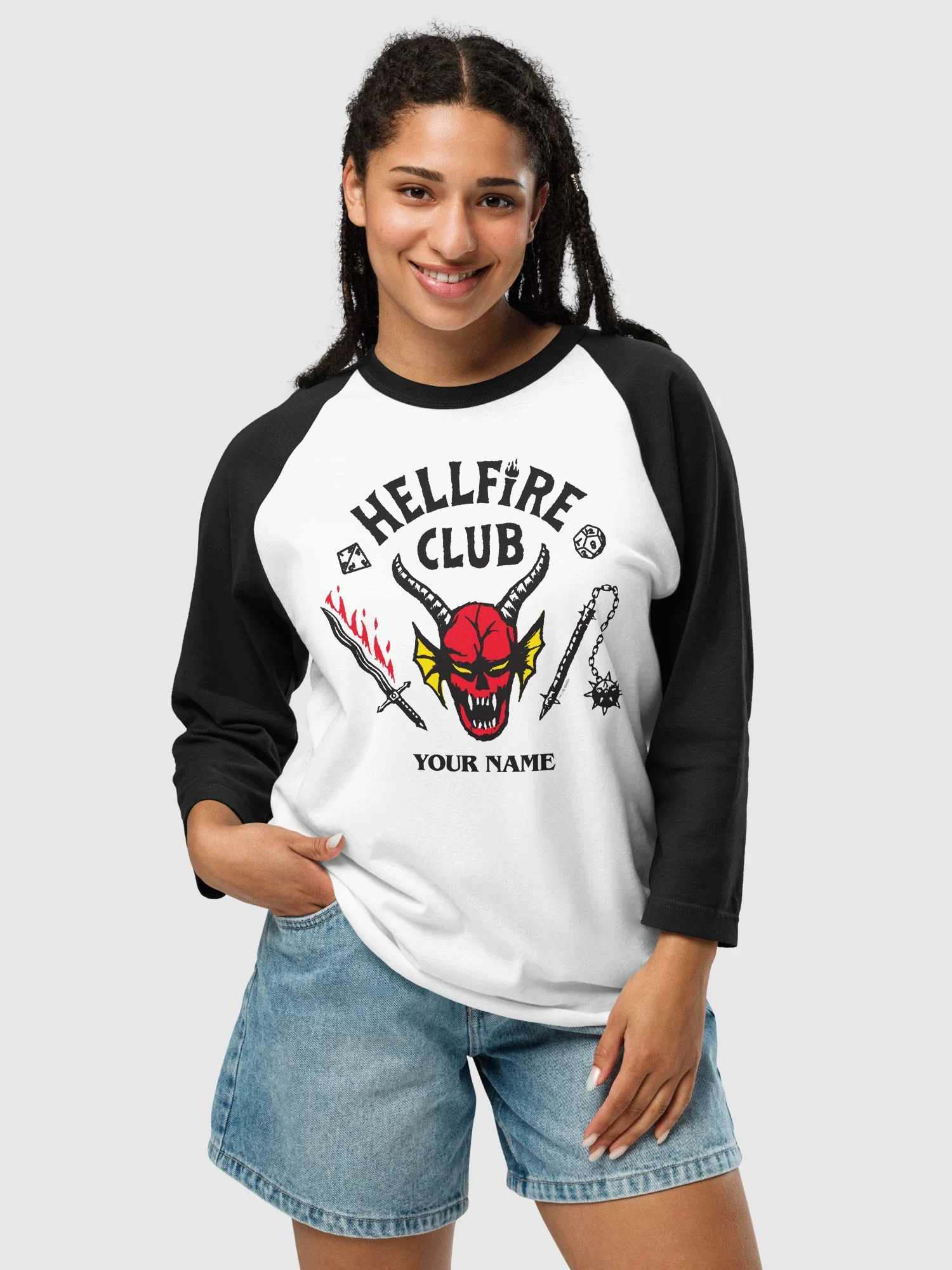 Stranger Things Hellfire Club Personalized Raglan Shirt - Image 2