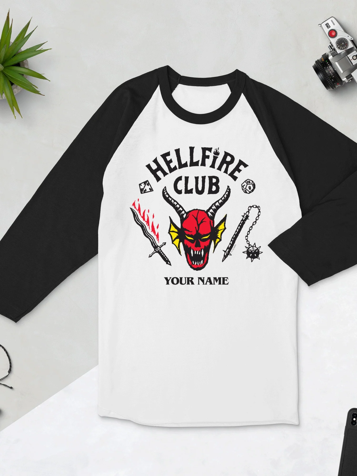 Stranger Things Hellfire Club Personalized Raglan Shirt - Image 3
