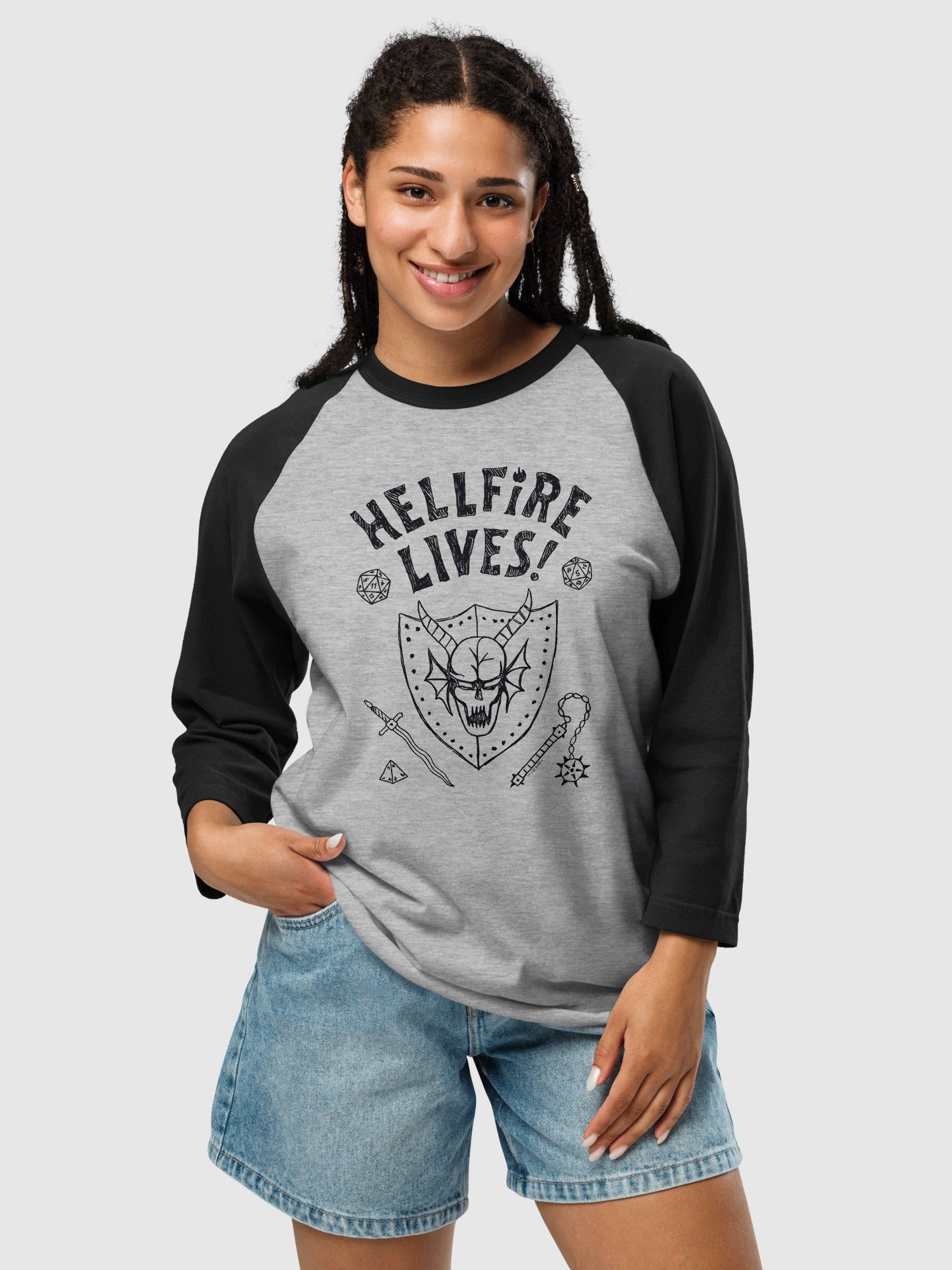 Stranger Things Hellfire Lives Raglan Shirt - Image 2