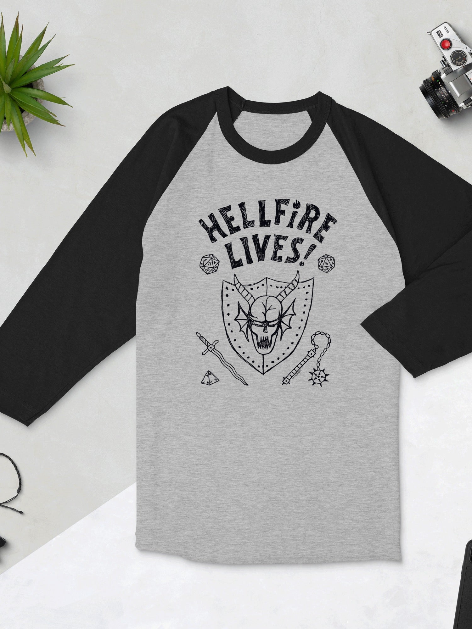 Stranger Things Hellfire Lives Raglan Shirt - Image 3