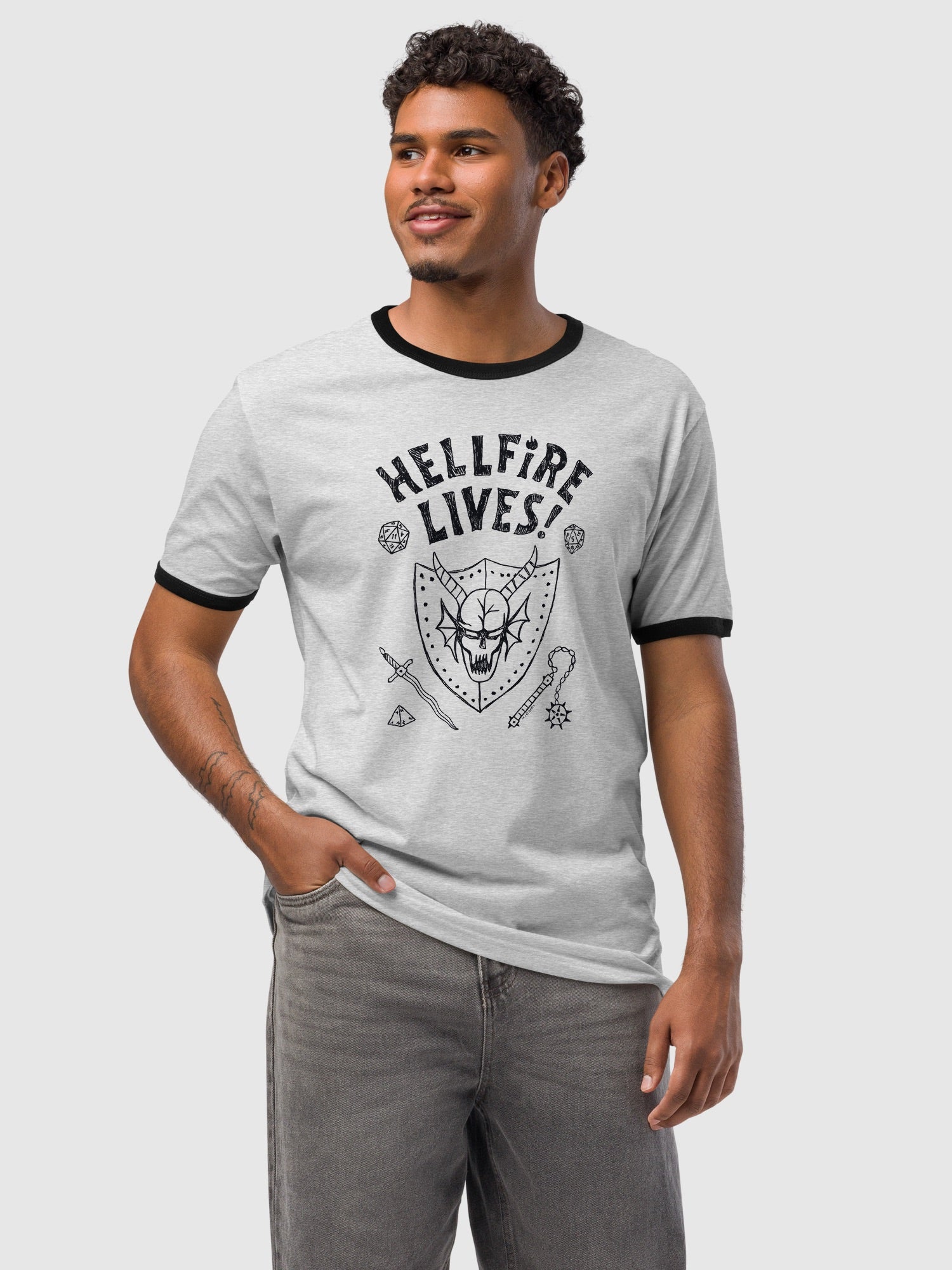 Stranger Things Hellfire Lives Ringer T-Shirt - Image 2