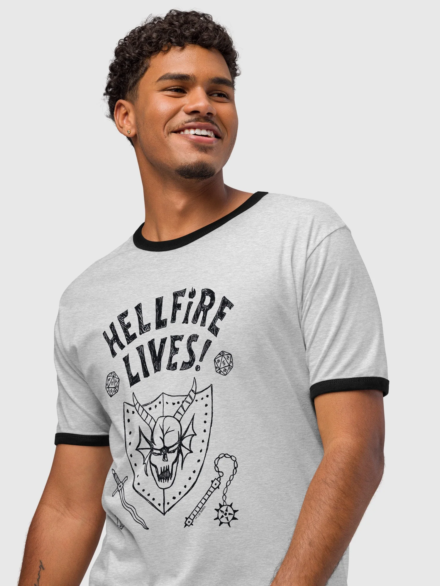 Stranger Things Hellfire Lives Ringer T-Shirt - Image 3