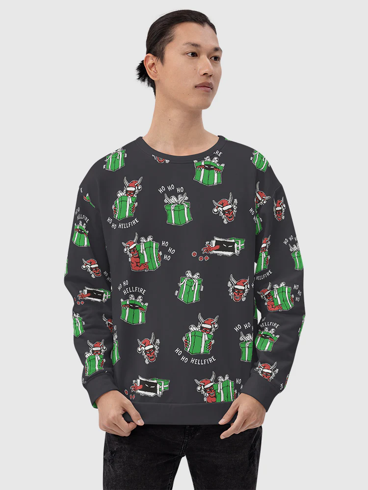 Hellfire Club Ho Ho Hellfire Holiday Crewneck Sweatshirt - Image 3