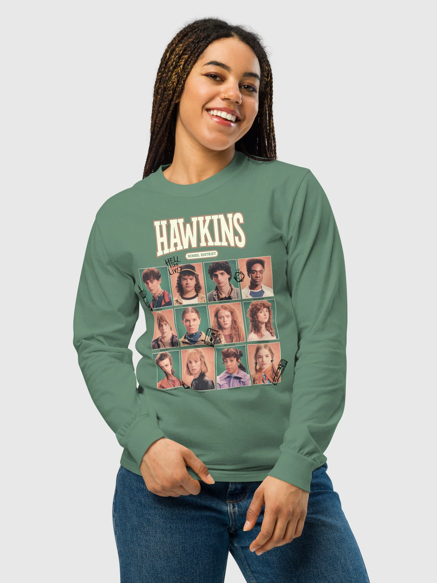 Stranger Things Long Sleeve T-Shirt Hawkins School District - Image 2