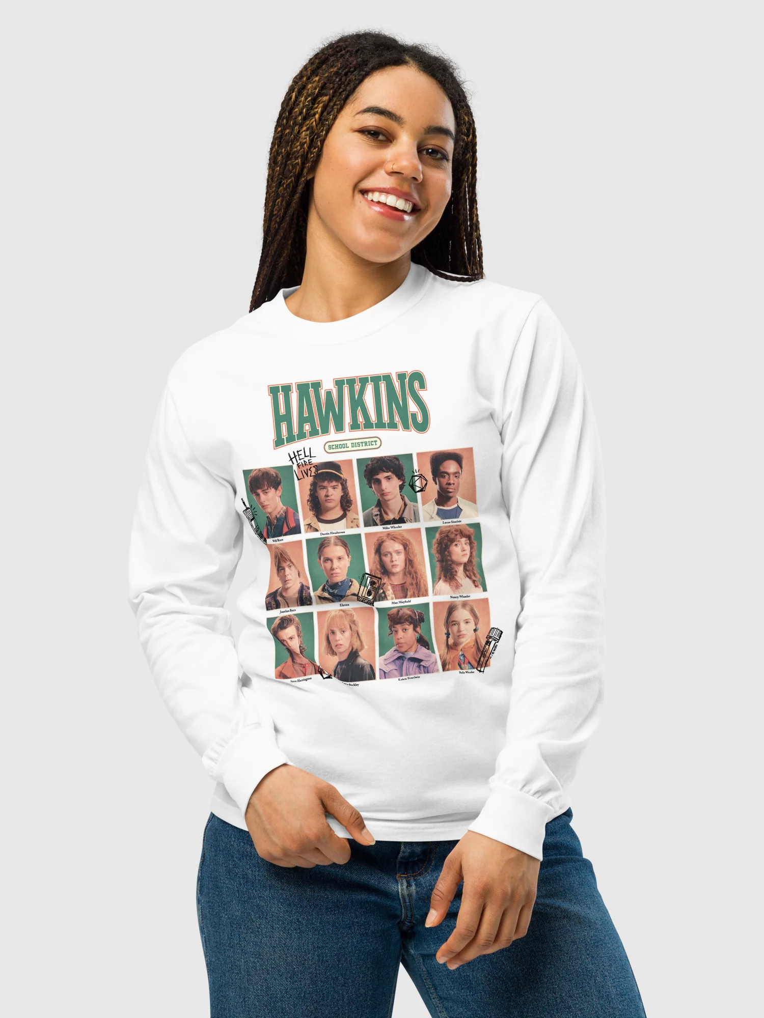 Stranger Things Long Sleeve T-Shirt Hawkins School District - Image 5