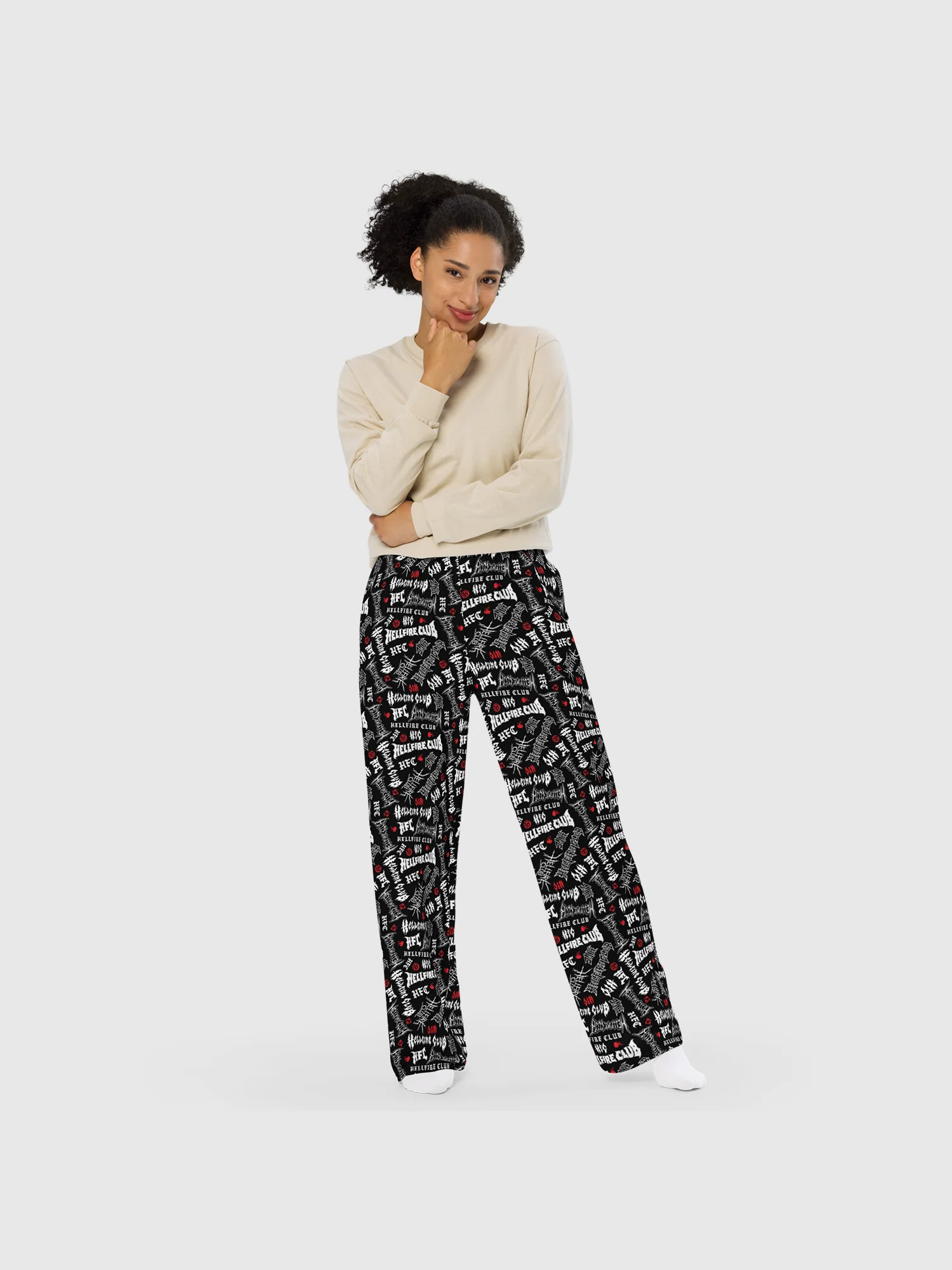 Stranger Things Lounge Pants Hellfire Club Script Pattern - Image 2