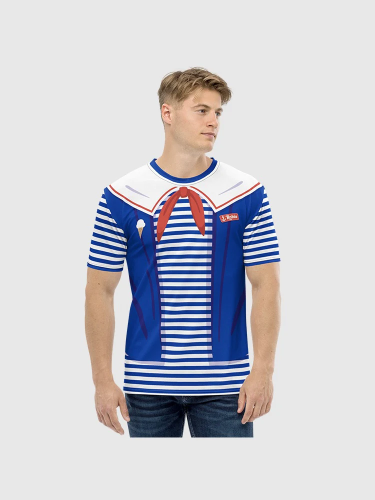 Stranger Things Scoops Ahoy Uniform Striped T-Shirt - Image 3