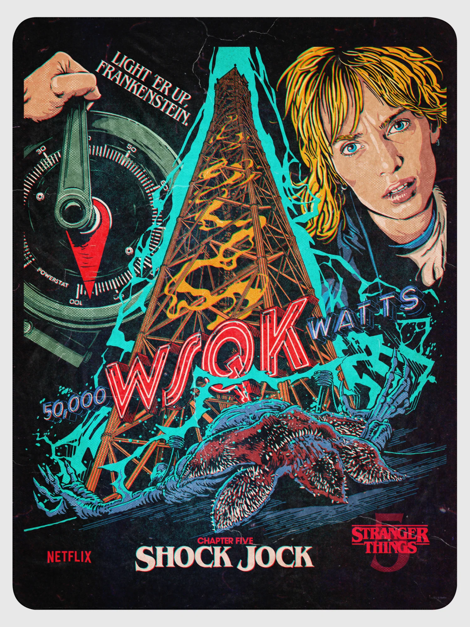 Stranger Things Season 5 Butcher Billy Shock Jock Sherpa Blanket - Image 8