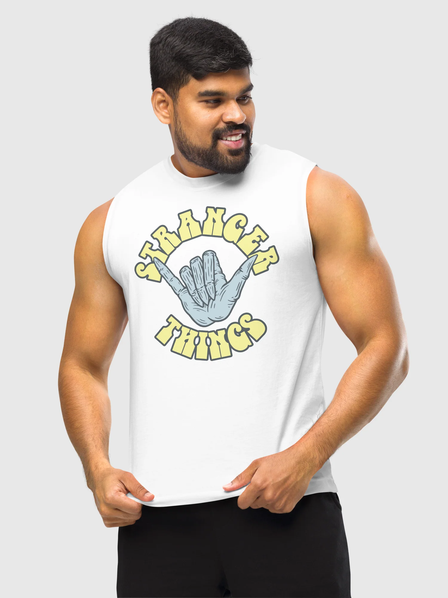 Stranger Things Skull Hands Muscle Tank Top - Image 2
