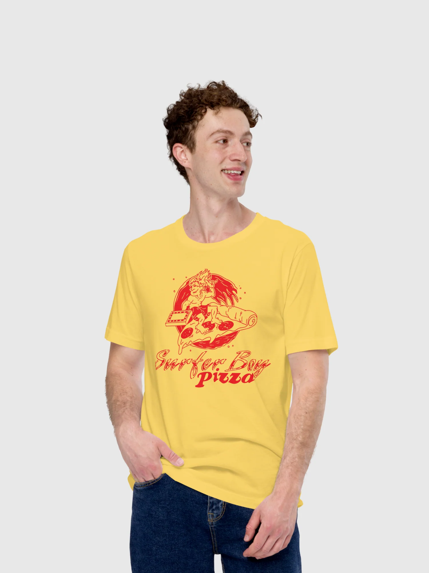 Surfer Boy Pizza Logo T-Shirt - Image 2