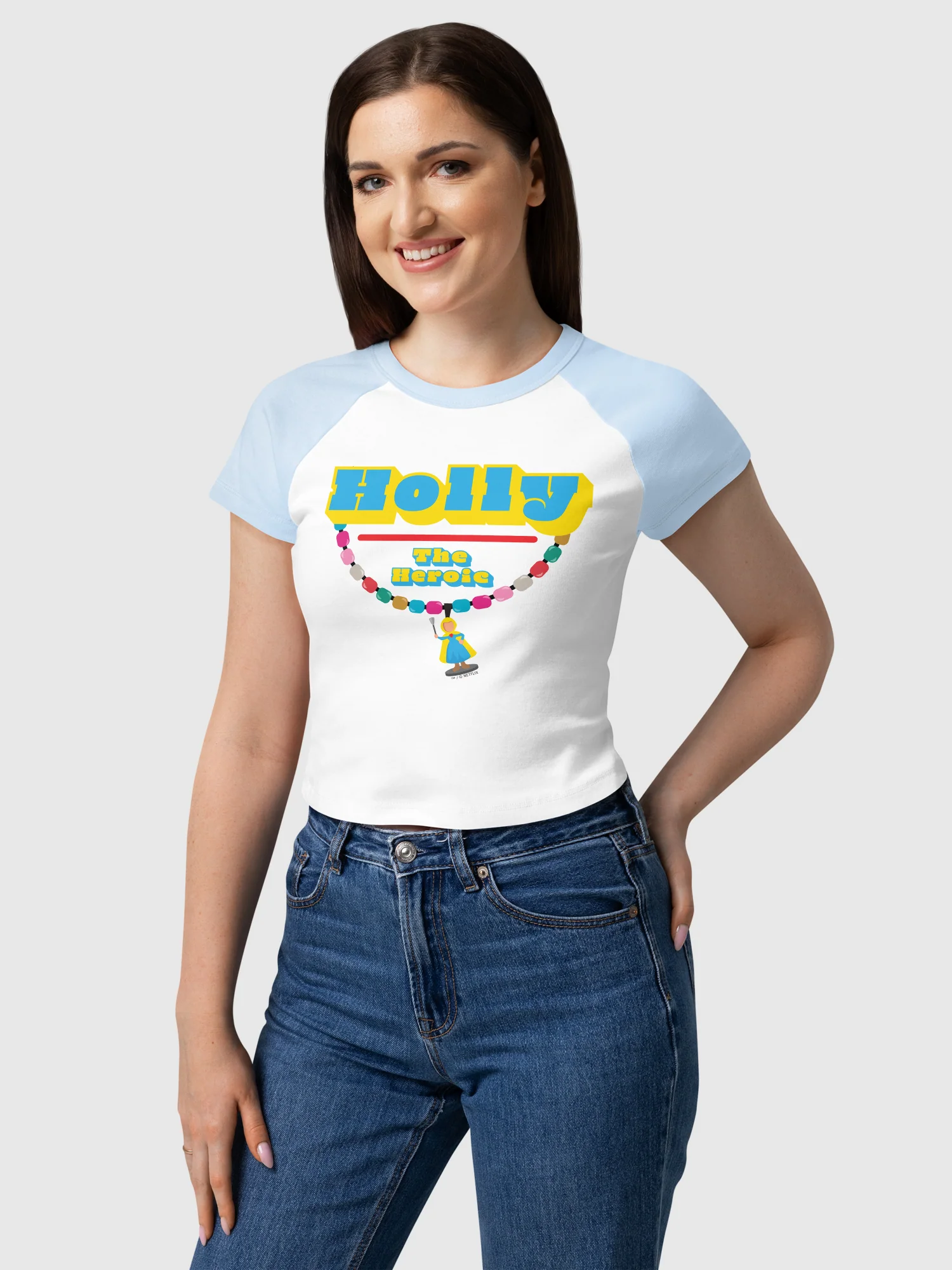 Stranger Things Women's Baby Raglan Tee Holly Charm - Image 3