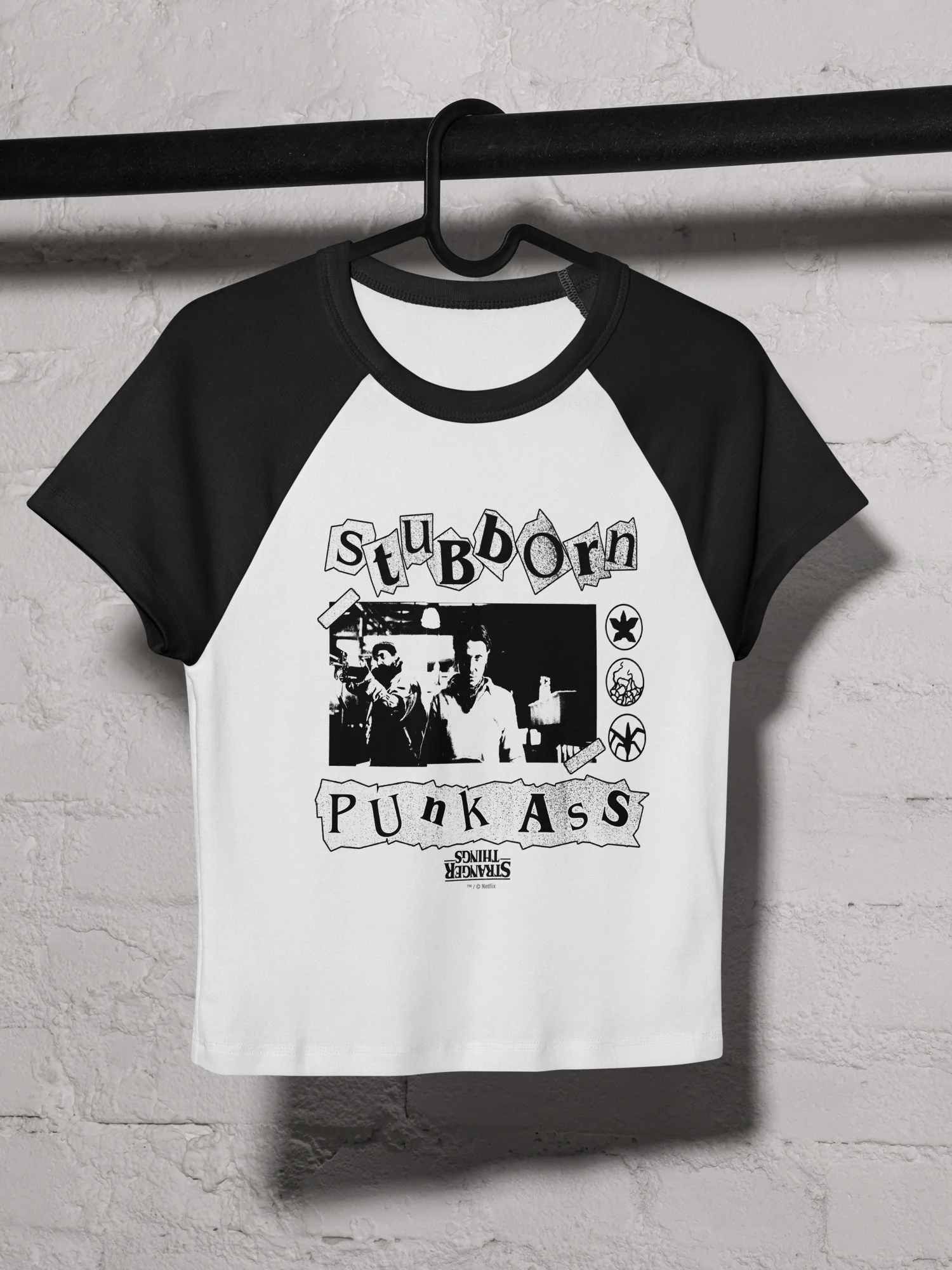 Stranger Things Women's Raglan Baby Tee Stubborn Punk Ass - Image 3