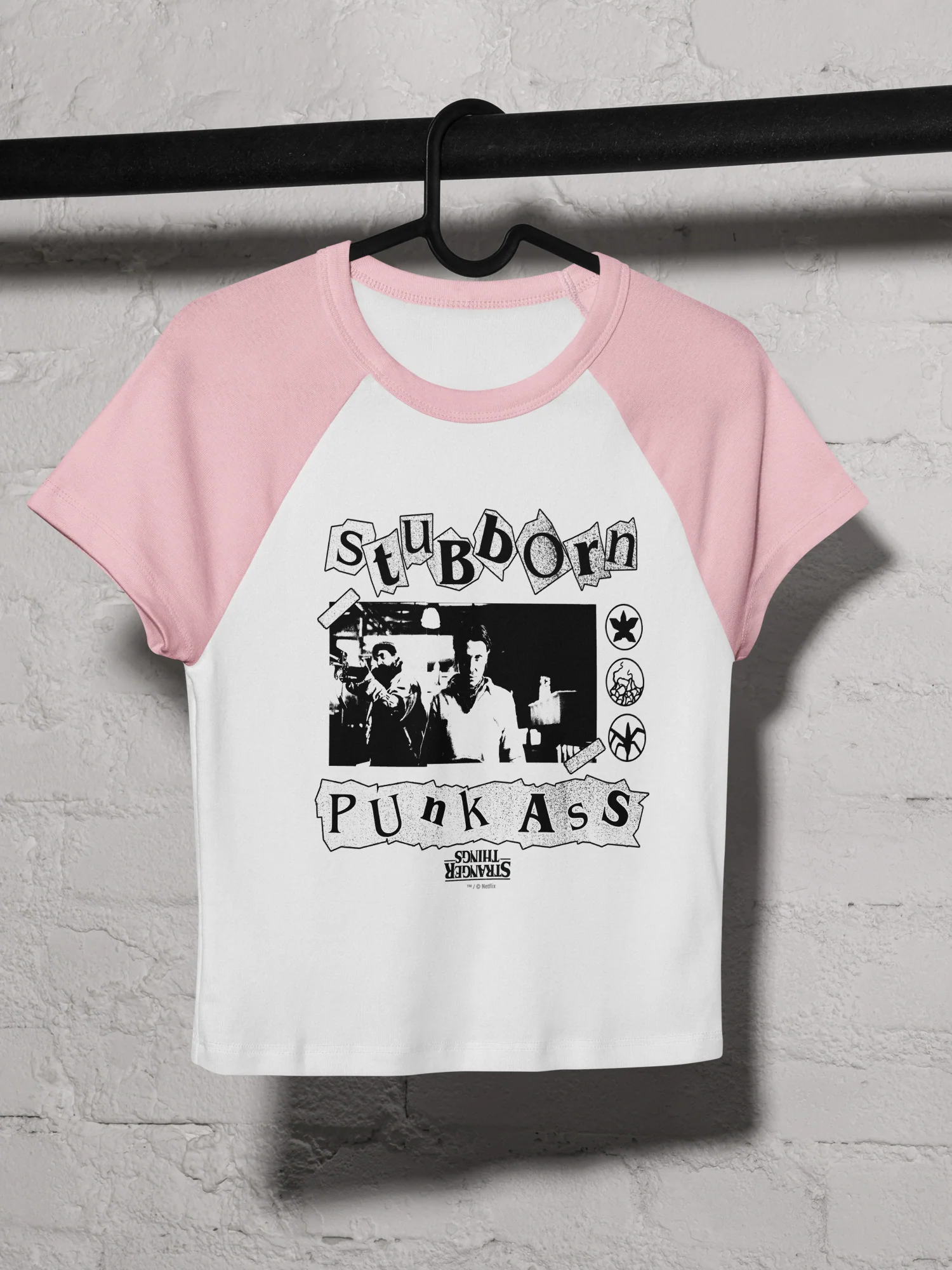 Stranger Things Women's Raglan Baby Tee Stubborn Punk Ass - Image 5