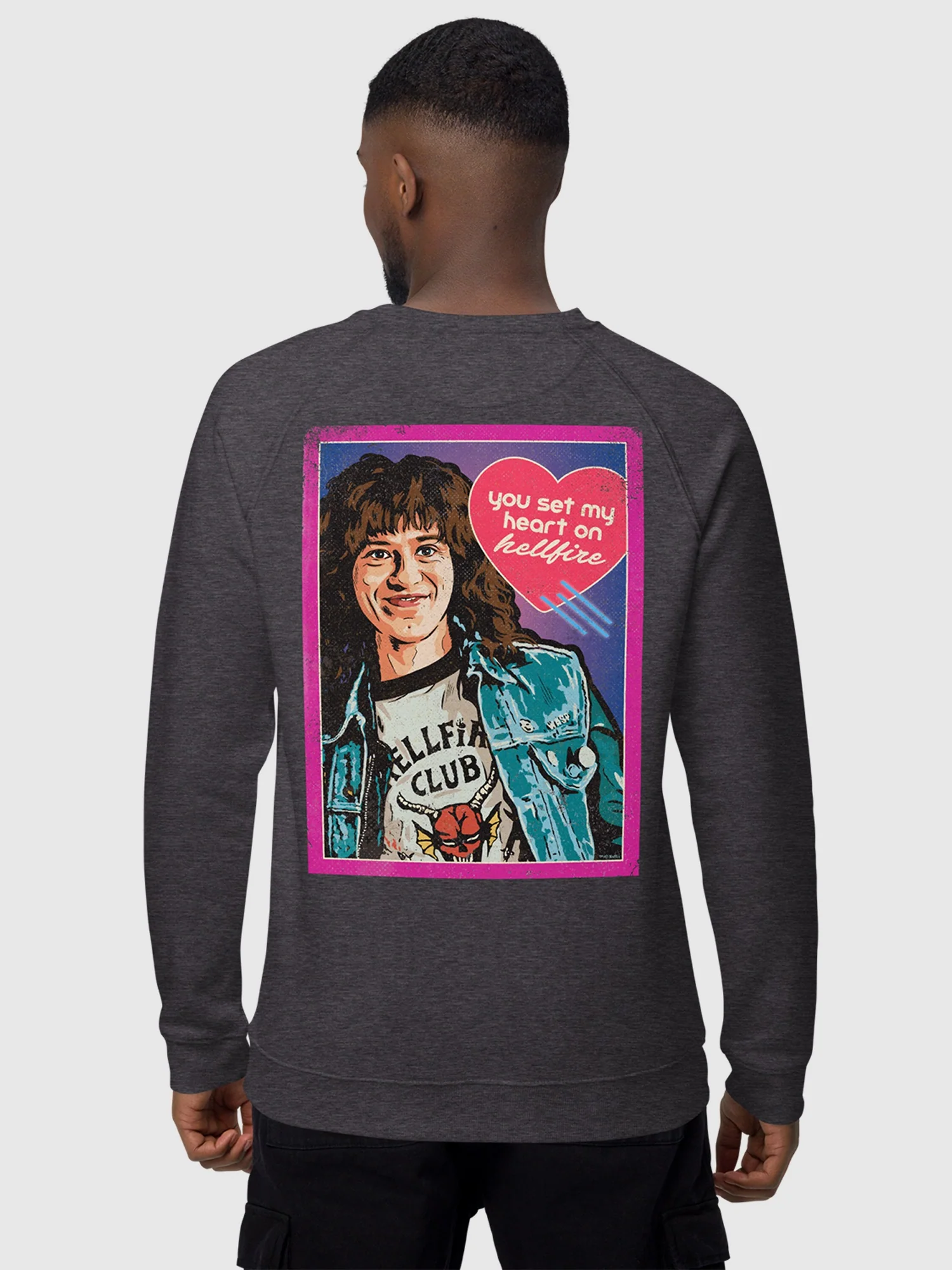 Stranger Things You Set My Heart on Hellfire Crewneck Sweatshirt - Image 3
