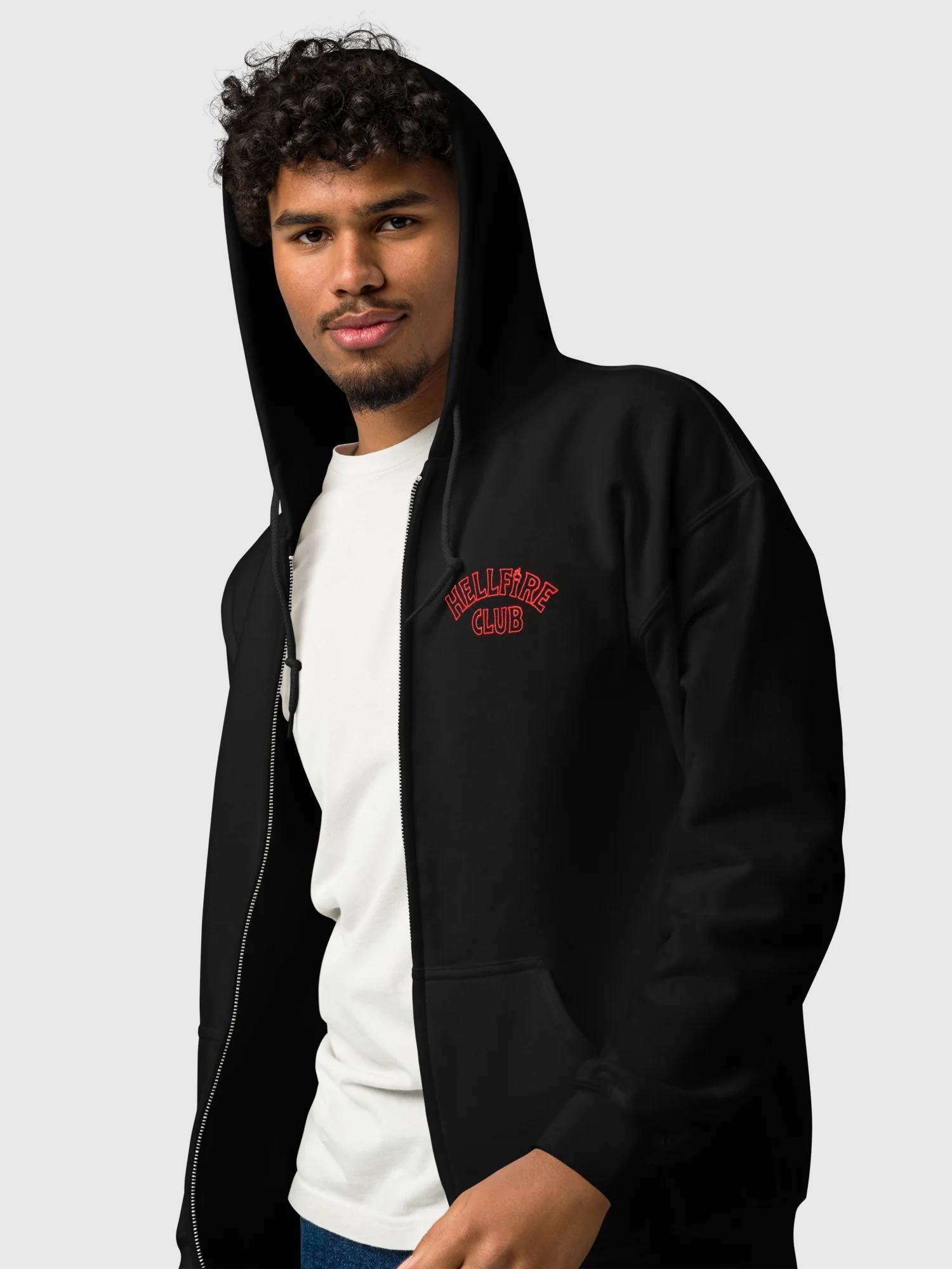 Stranger Things Zip Hoodie Hellfire Club Red Glow - Image 4