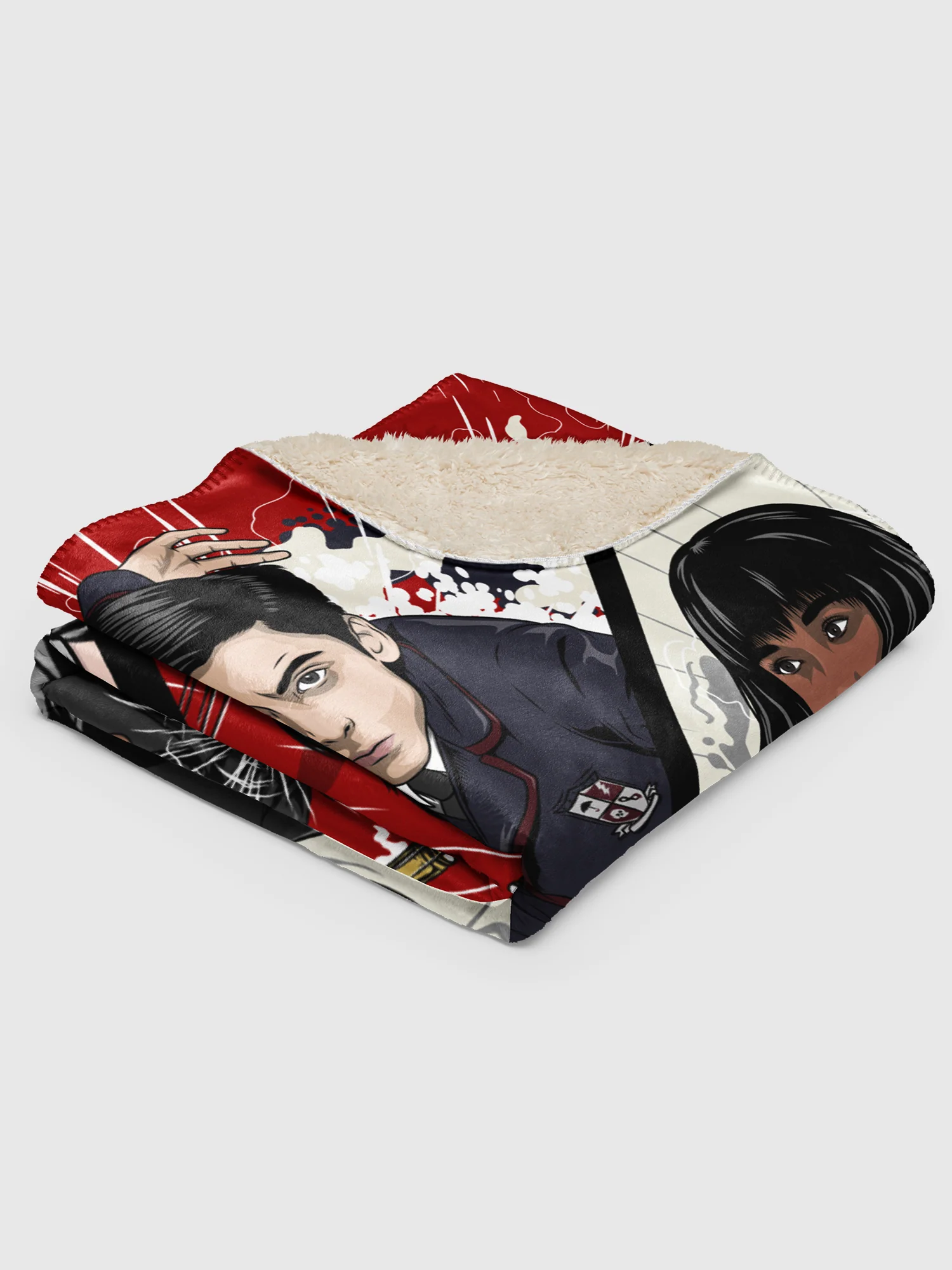 The Umbrella Academy Action Grid Premium Sherpa Blanket - Image 3