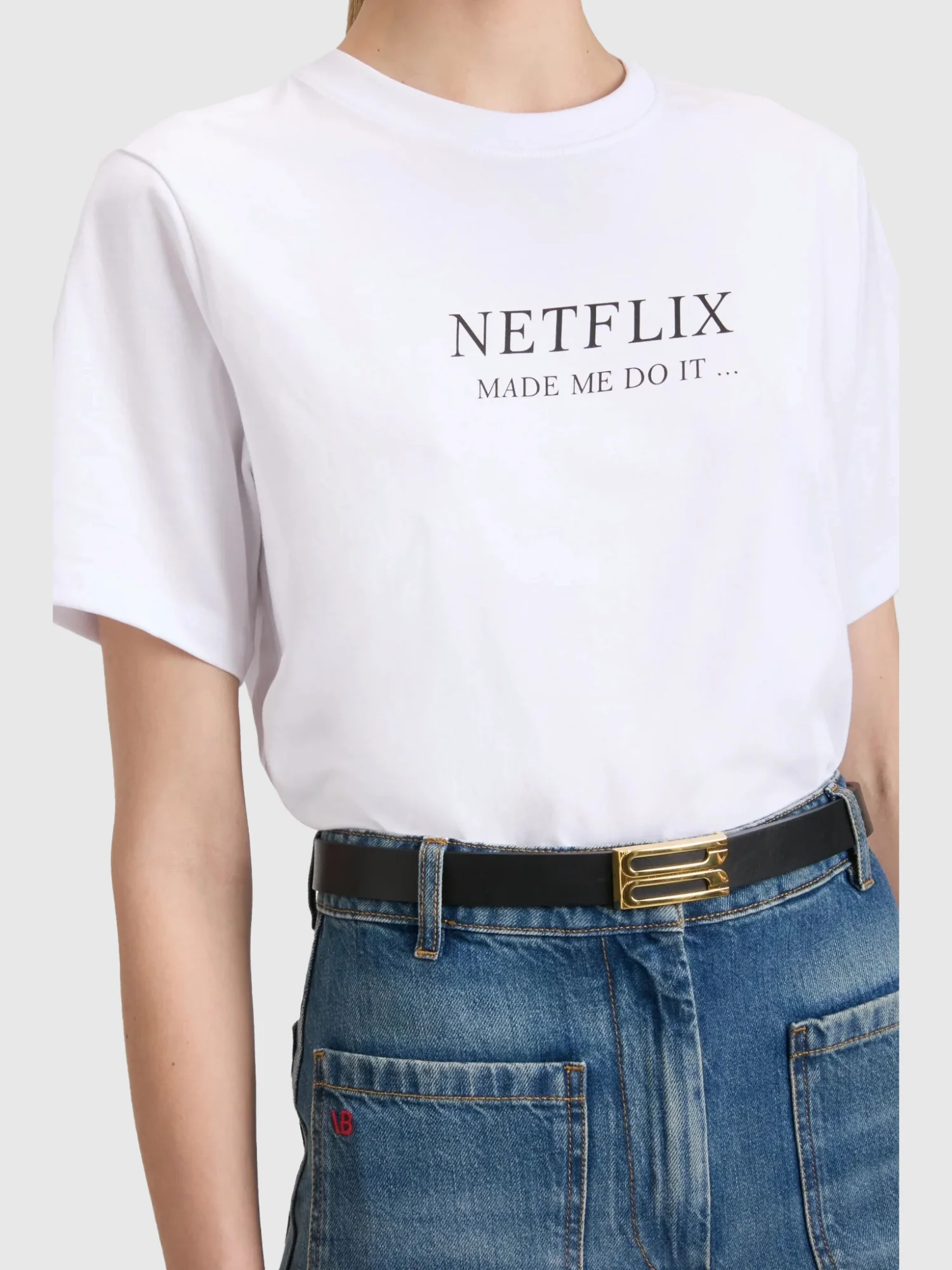 Victoria Beckham Slogan T-Shirt "Netflix Made Me Do It" - Image 2