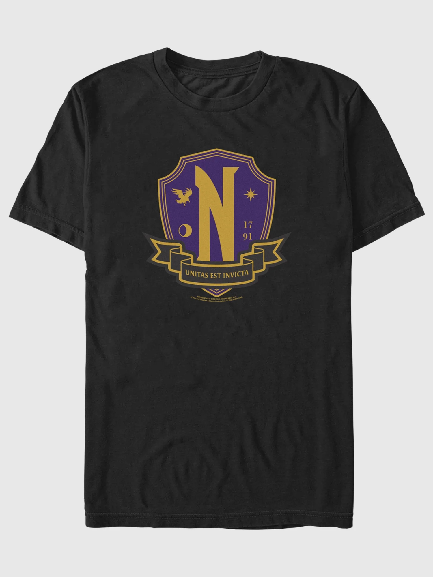 Wednesday Nevermore School Crest T-Shirt - Image 2