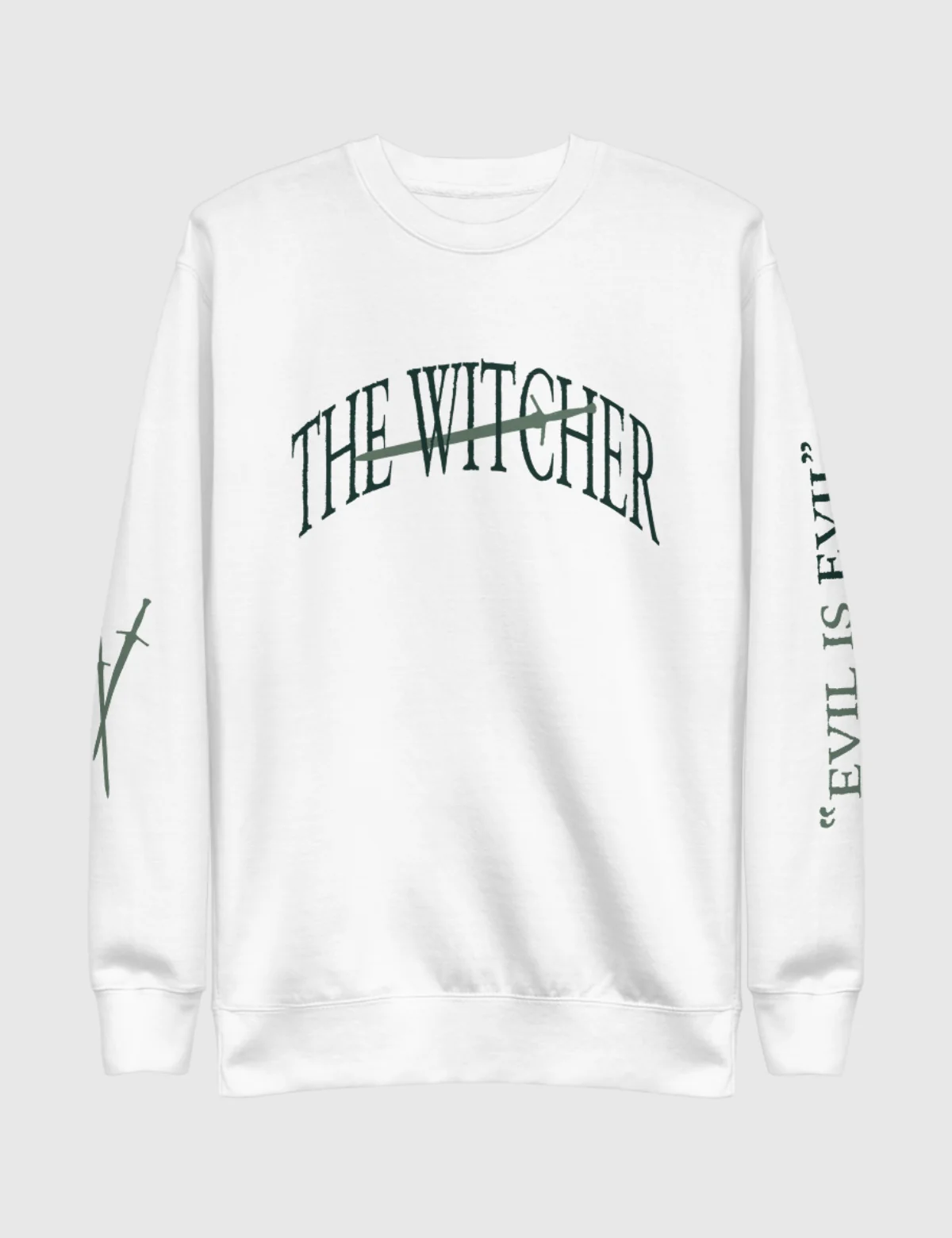 The Witcher Evil is Evil Unisex Premium Sweatshirt [White] - Image 3