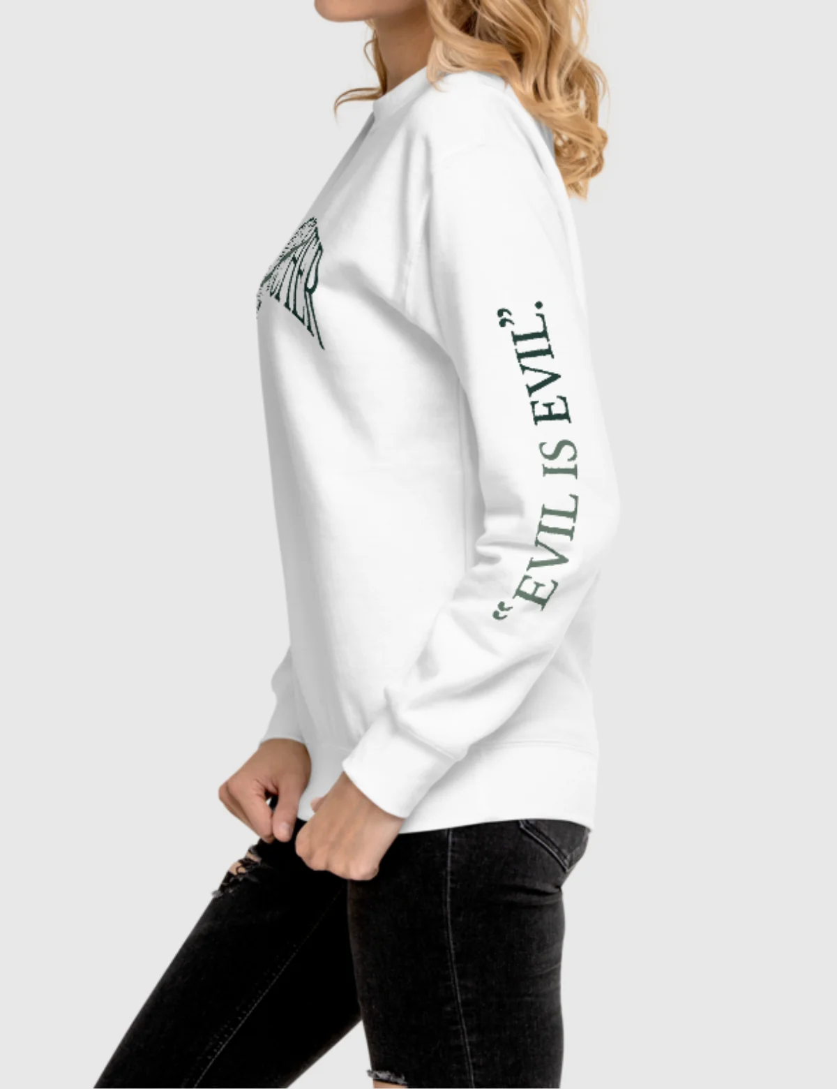 The Witcher Evil is Evil Unisex Premium Sweatshirt [White] - Image 4