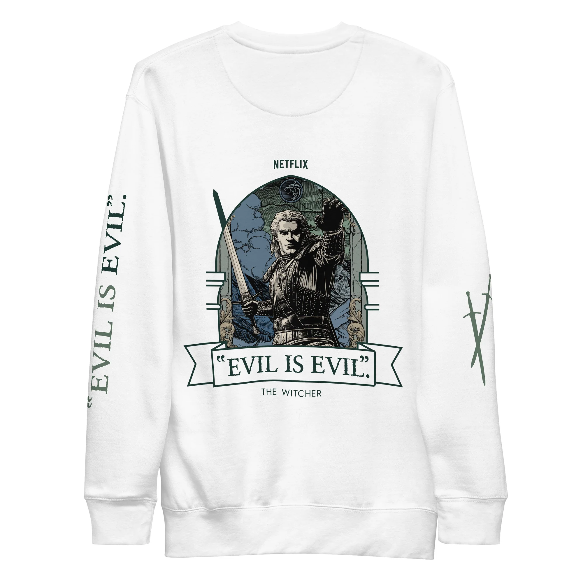 The Witcher Evil is Evil Unisex Premium Sweatshirt [White] - Image 7