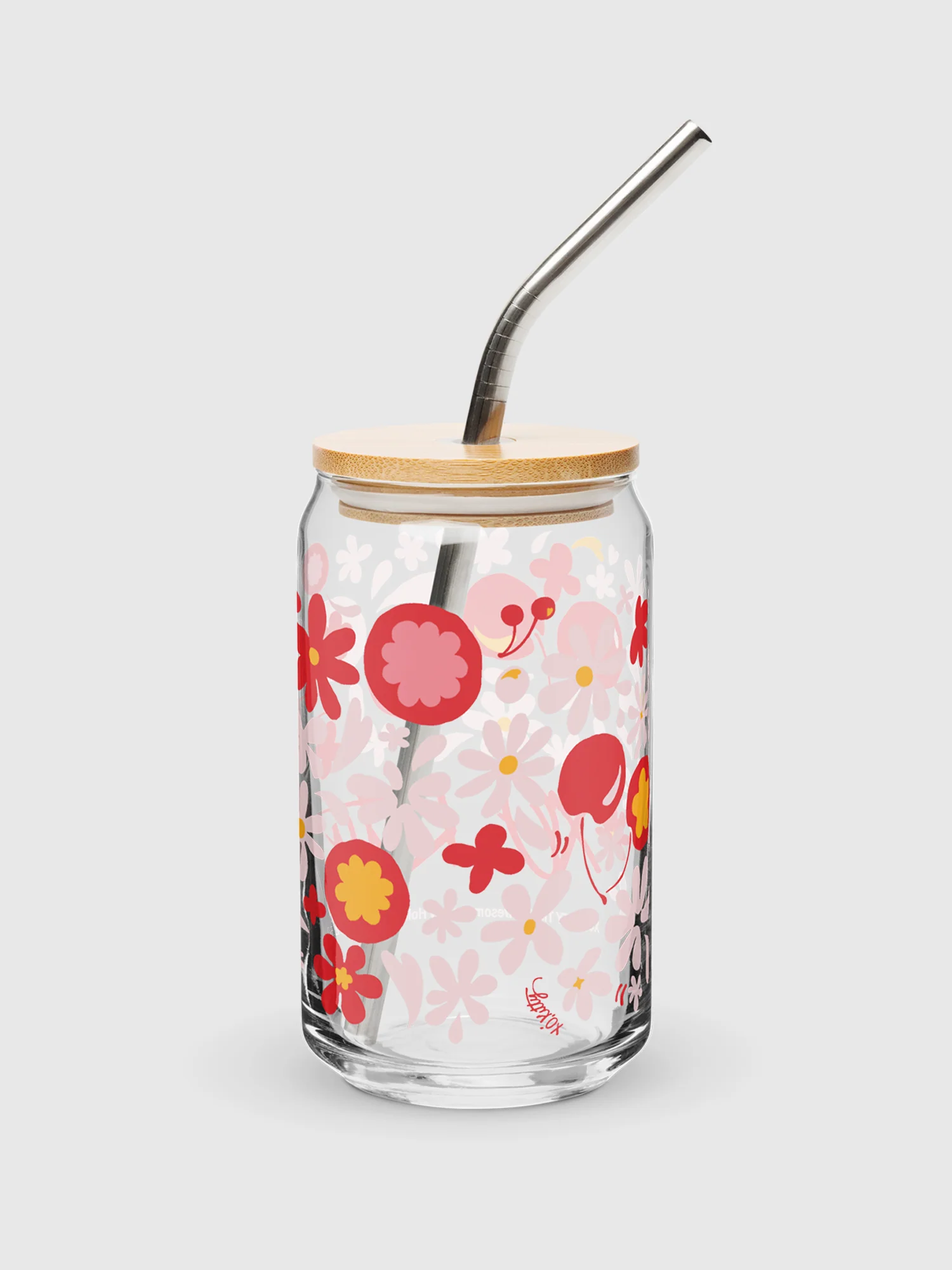 XO, Kitty Floral Pattern Can-Shaped Glass - Image 2