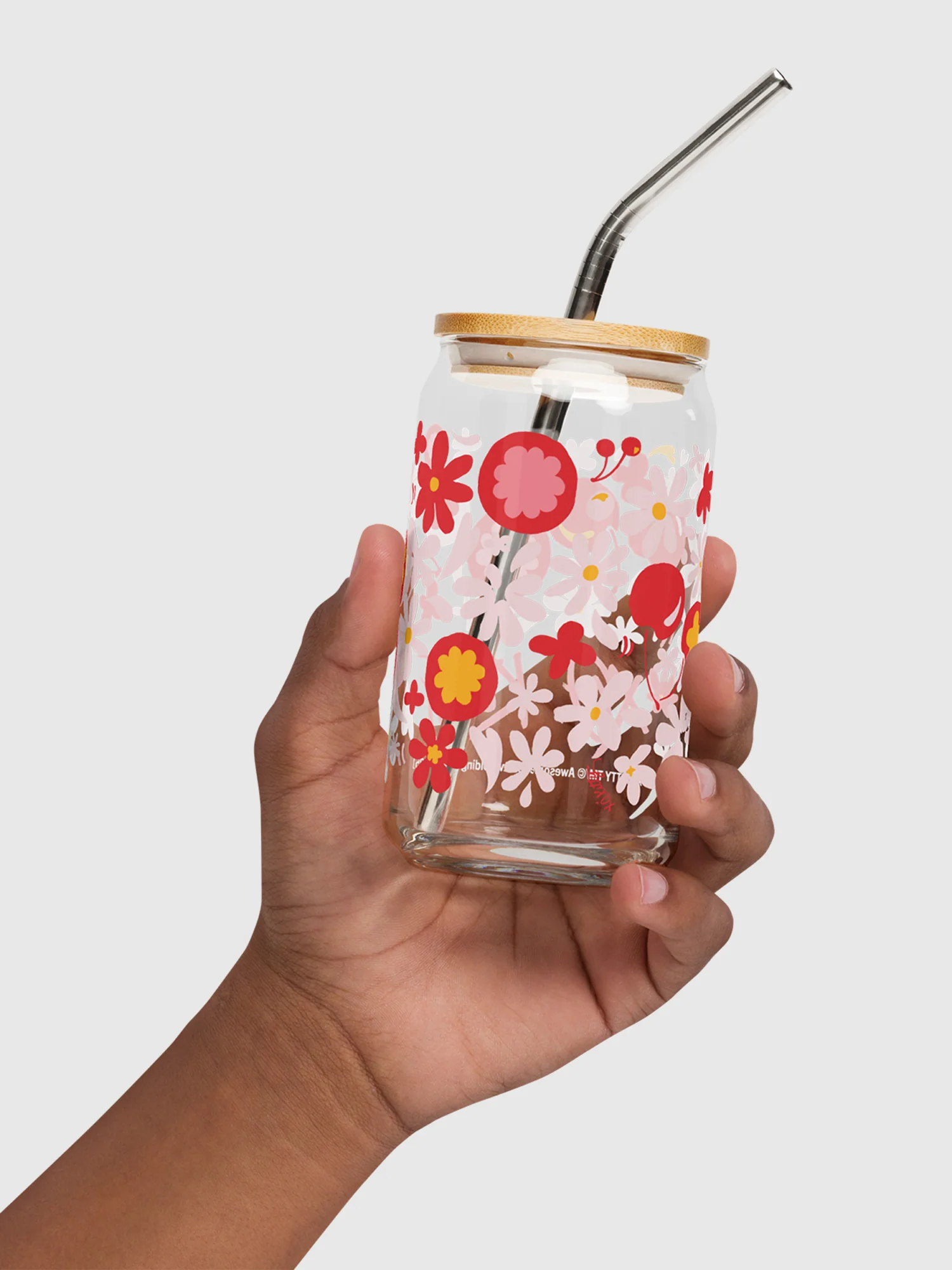 XO, Kitty Floral Pattern Can-Shaped Glass - Image 3